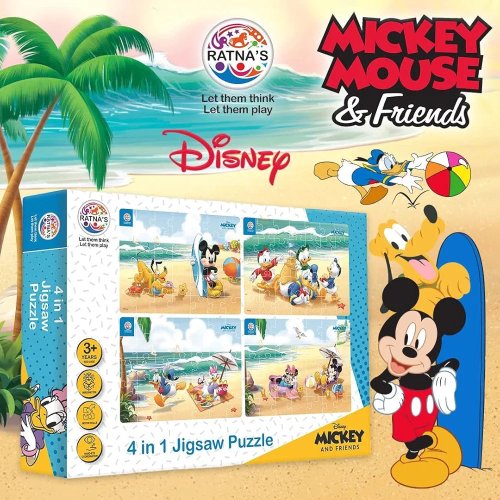 Ratna's 4 in 1 Disney Jigsaw Puzzle 140 Pieces for Kids. 4 Jigsaw Puzzles 35 Pieces Each 