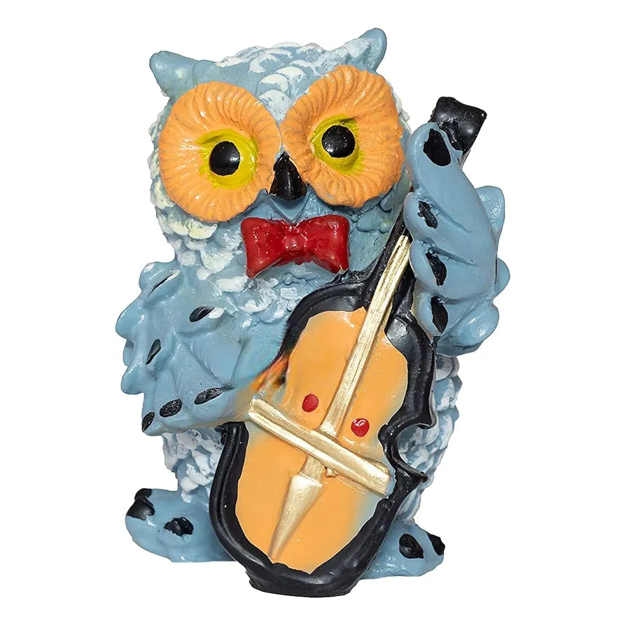 Jaipur Ace Marble Owl Showpiece/figurines Playing Musical Instruments Multicolor Set of 4 Owl Set
