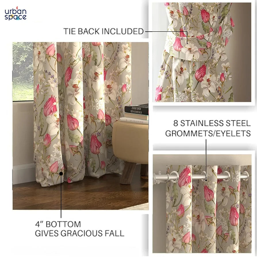 Urban Space Digital Printed Blackout Curtains for Door Bedroom Room Darkening Blackout Kids Decorative Curtains Folra Nova Grey