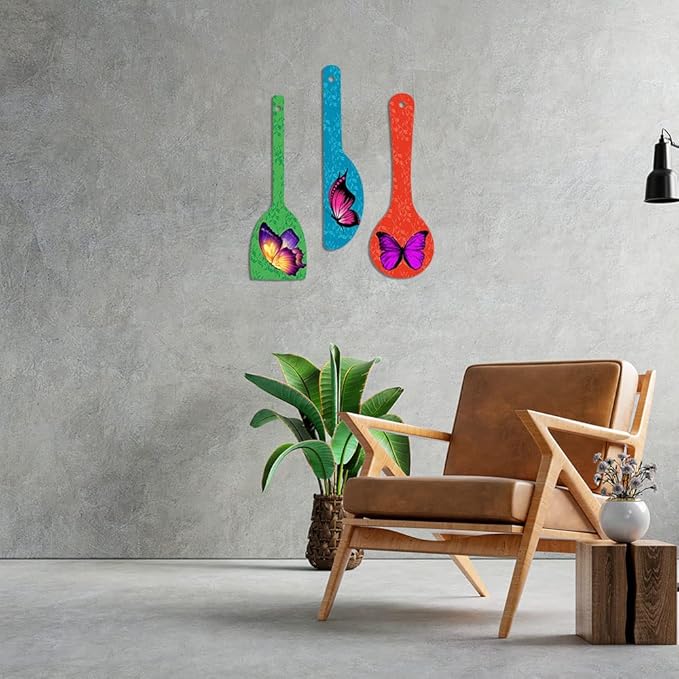 Artvibes Beautiful Butterfly Wooden Wall Hanger for Home | Set of 3
