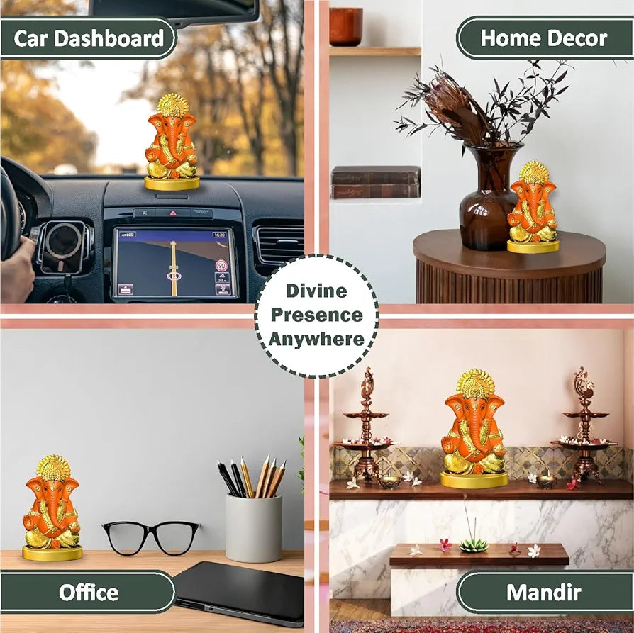 Jd Fresh Resin Ganesh Idol For Home - Orange