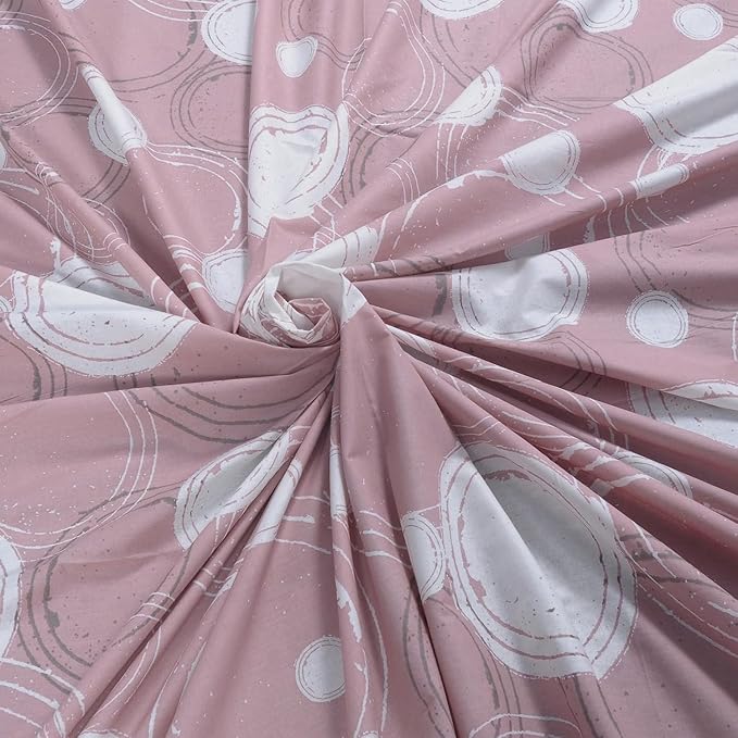 Huesland by Ahmedabad Cotton 144 TC King Size Bedsheet Cotton with 2 Pillow Covers | Sphere | Pastel Peach & Off White