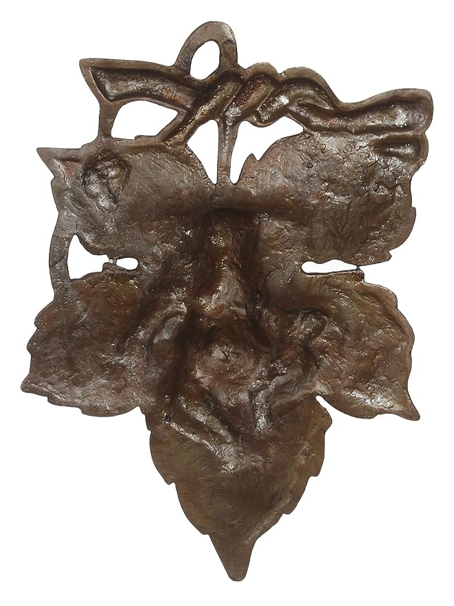 Ecraftindia Golden and Copper Finish Lord Ganesha on Creative Leaf Metal Wall Hanging | Decorative Hindu God Idol for Home