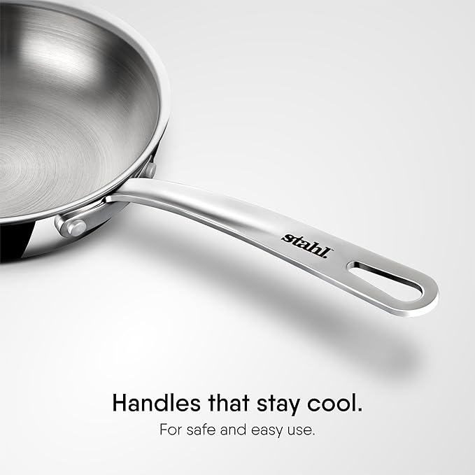 Stahl Artisan Triply Stainless Steel Fry Pan | Induction & Gas Stove Compatible | Omelette Pan | Egg Pan | 0.9 L | 18 Cm
