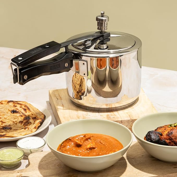 Vinod Stainless Steel Inner Lid Pressure Cooker - 3.5 Litre | Sandwich Bottom Cooker | Induction and Gas Base