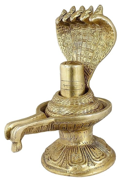 The Advitya Shivling for Home Puja Mandir With Sheshnaag Brass Statue | Shiva Lingam for Shiv Mahadev Sawan Maha Shivratri Pooja