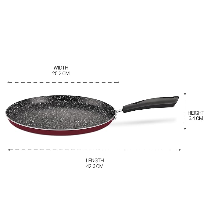 Milton Pro Cook Granito Induction Omni Tawa, 26 Cm, Burgundy - 609 gms