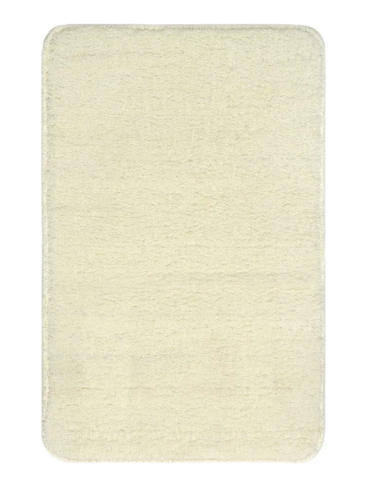 Saral Home Neo Shaggy Yarn Anti-Skid Bath Mats Colour Ivory