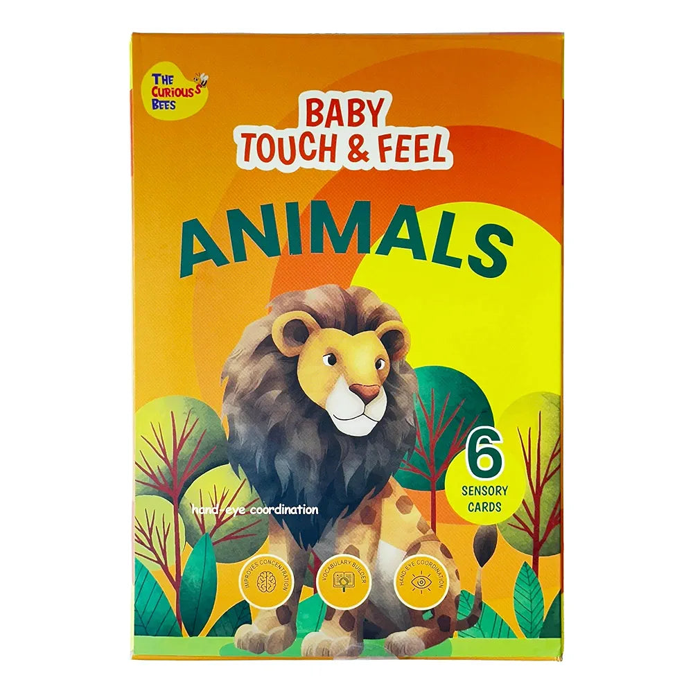 The Curious Bees - Animals Touch & Feel Sensory Cards | 12 Animals & 6 Textures to Enhance Sensory, Cognitive, Spatial & Hand Eye Co-Ordination Skill Development