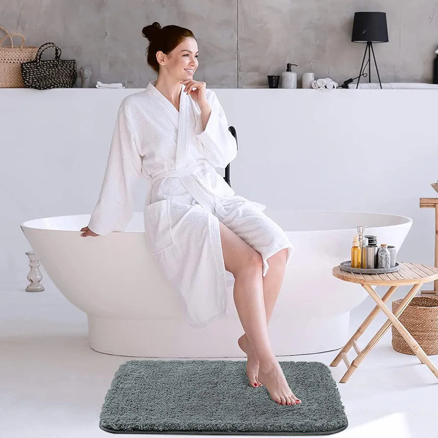 Luxe Home International Microfiber Rectangular Bath Mat Super Soft Non Slip Vegas Mats 45X75 Cm Colour Grey