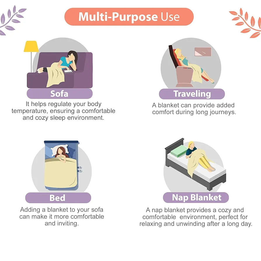 Divine Casa 120 GSM 100% Cambric Cotton Jaipuri Dohar Single Bed Reversible AC Blanket TC - 120 Colour Peach Fuzz