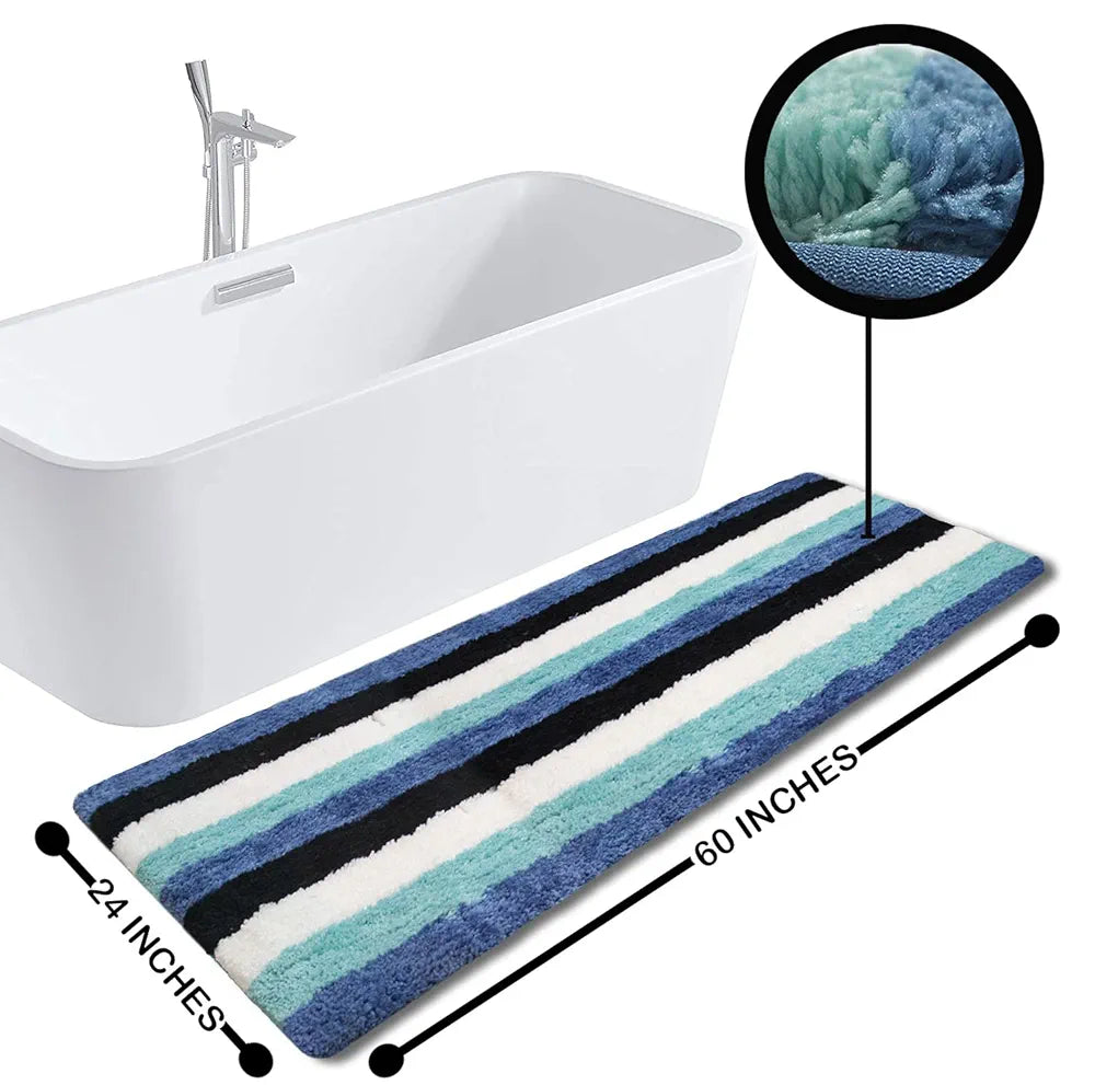 Luxe Home Jericho Runner 2500 Gsm Super Soft Microfiber Anti-Skid Washable Runner Colour Ocean 2x5 Feet