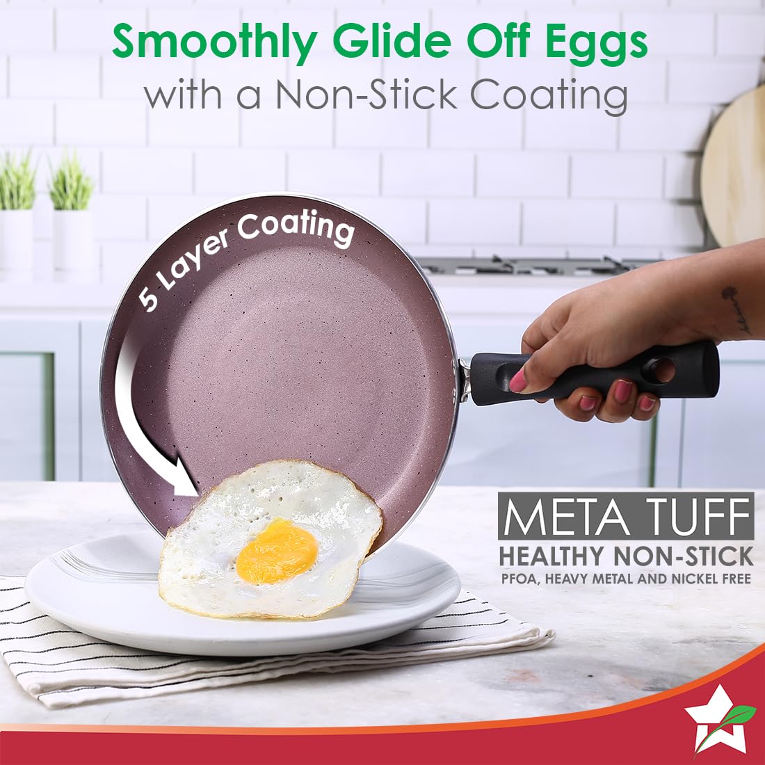 Wonderchef Valencia Non-stick Fry Pan| Cool Touch Bakelite Handle| Pure Grade Aluminium|1.5 Litres Capacity| Size 24 Cm