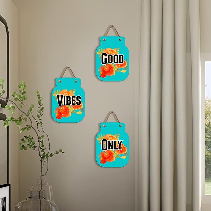 Sehaz Artworks Home Decor Items For Living Room Wooden Wall Hangings For Good Vibes Only