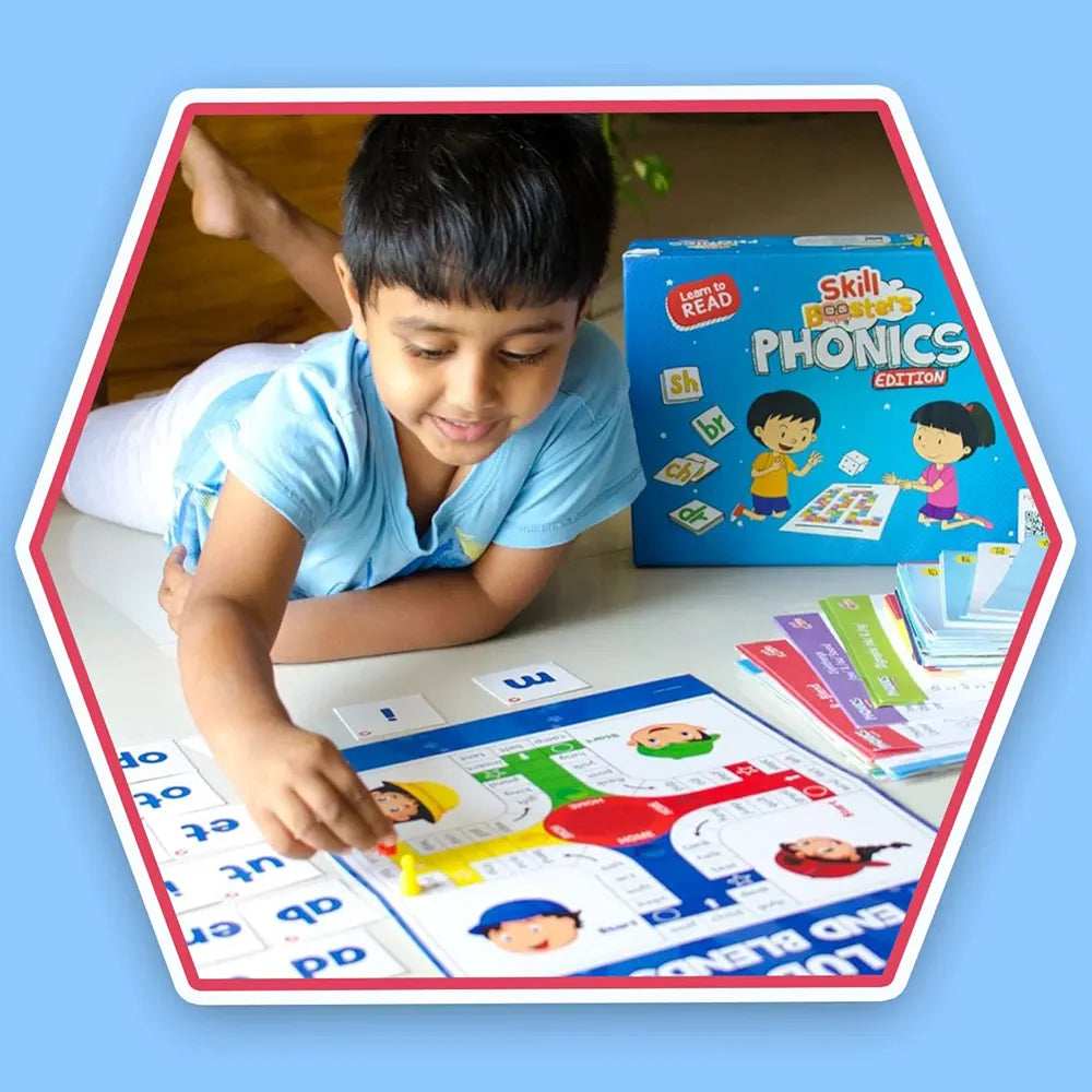 ClassMonitor Phonics Learning Kit with Free Mobile App | 26 Alphabet Flashcards with 100+ Sight Words Flashcards | 24+ Long & Shot Vowel Worksheets | for Kids, Children's Boys Girls Age 3 Years