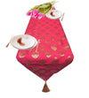 Pink Parrot Jacquard Silk Table Runner Colour Red