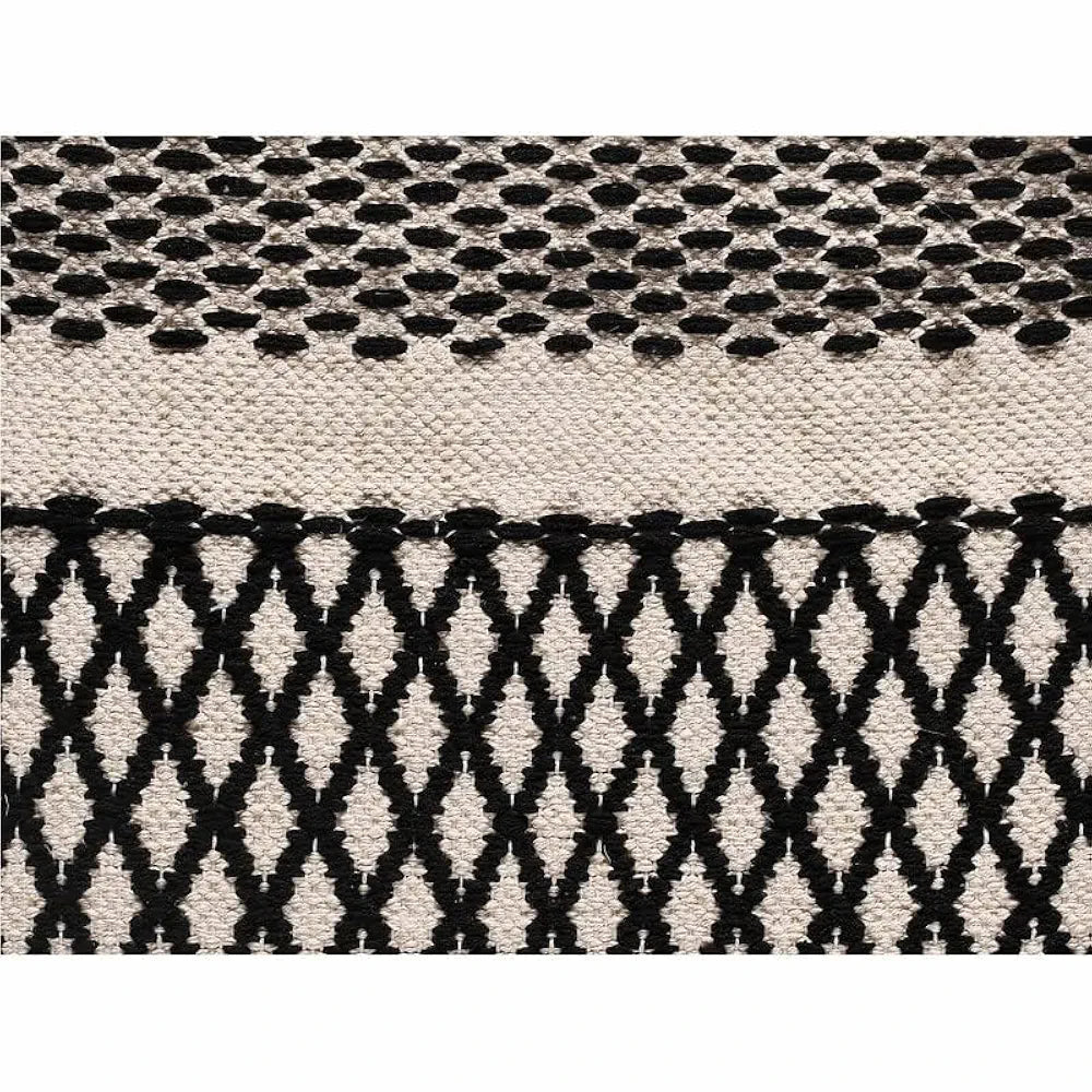Sashaa World Handwoven Cotton Table Runner Colour Black and White