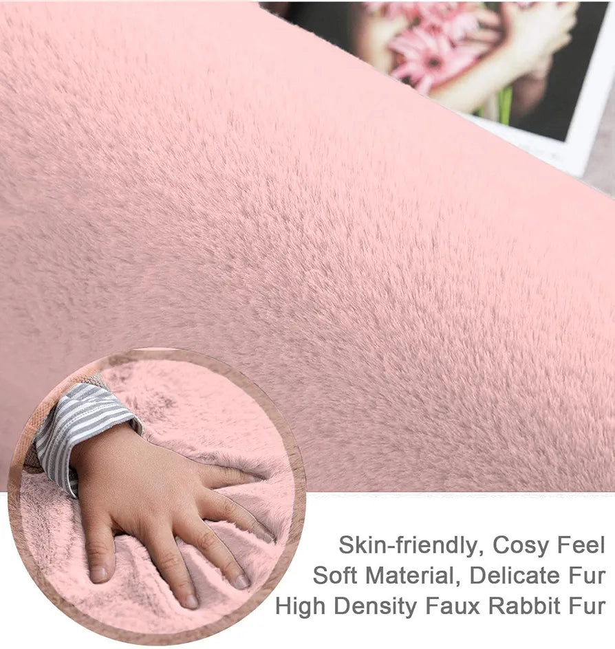 Luxe Home International Rectangular Carpet Super Soft Anti Skid Rabbit Fur  Bathroom Mats Colour Peach