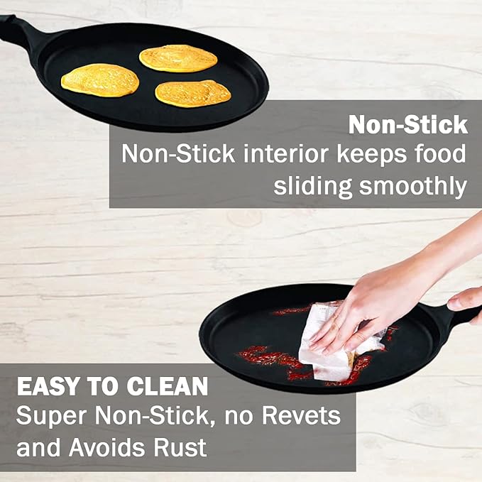 Pigeon by Stovekraft Wonder Cast Aluminium Flat Tawa (Black 27 cm)