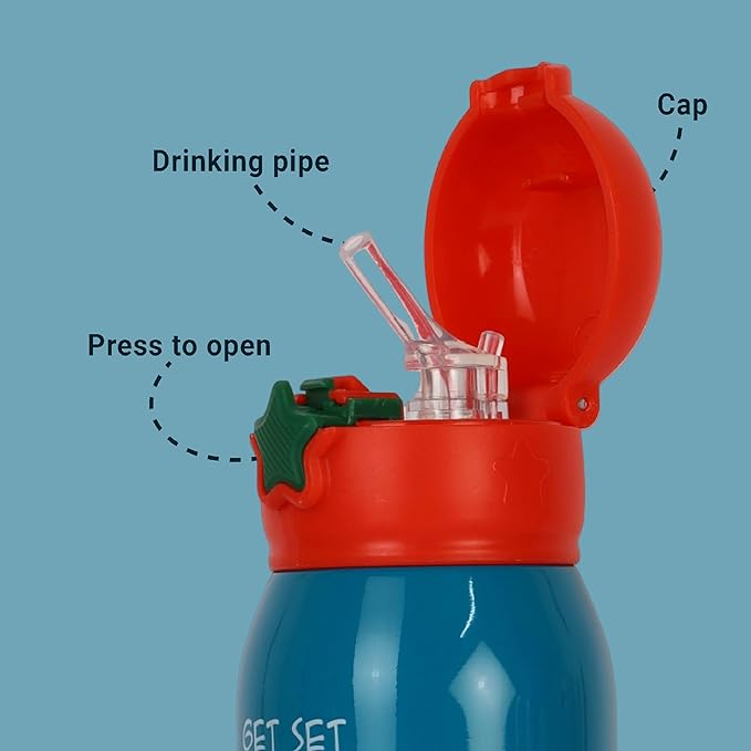 Femora Get Set Go Thermosteel Double Wall Vacuum Kids Water Bottle With Bag - 380 gms