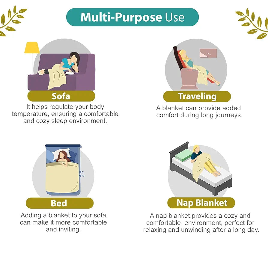 Divine Casa 120 GSM Microfiber Double Dohar Soft & Lightweight Throw Blanket Diamond Accents Pattern Colour Turquoise Green