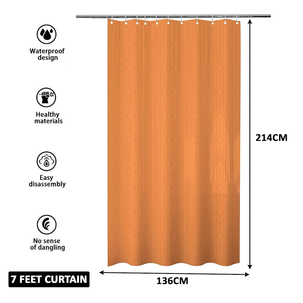 Kuber Industries Shower Curtain Bathroom Shower Curtain 8 Rings Curtain Lining Golden