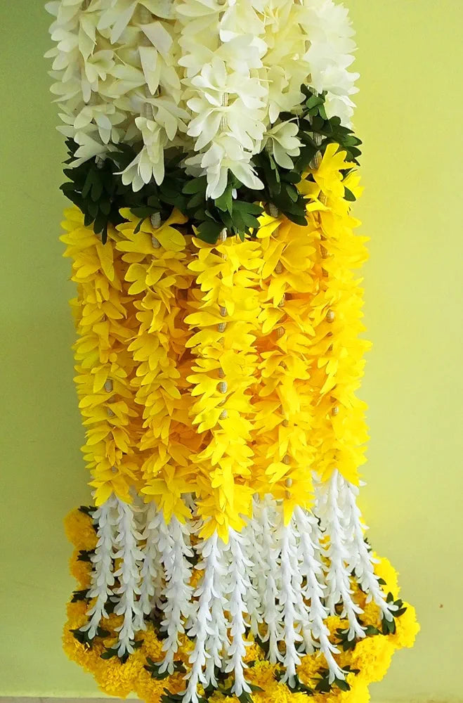 Afarza Choice Good Feel Good Garland Toran Home Decoration Hanging white-yellow 4 Pieces 5 Feet
