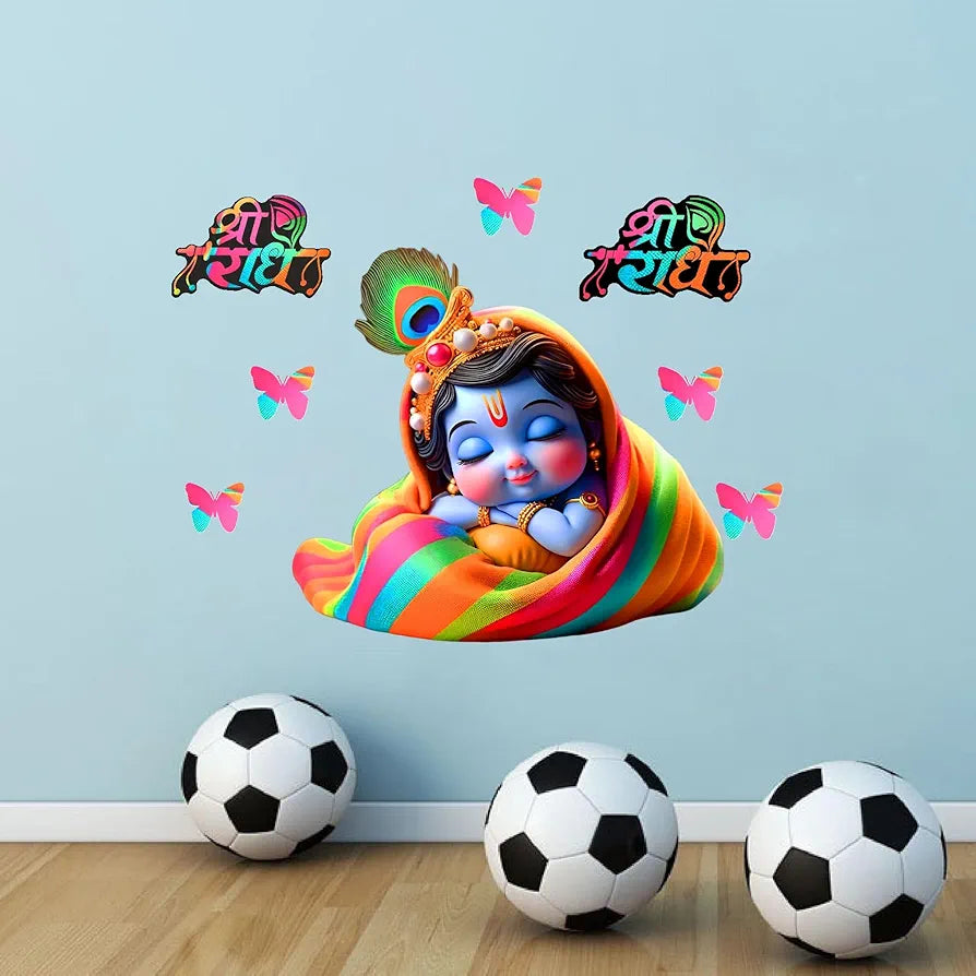 Rng Graphics Pvc Vinyl Self Adhesive Little Krishna Wall Sticker Multicolor 76 Cm X 53cm DW-116L
