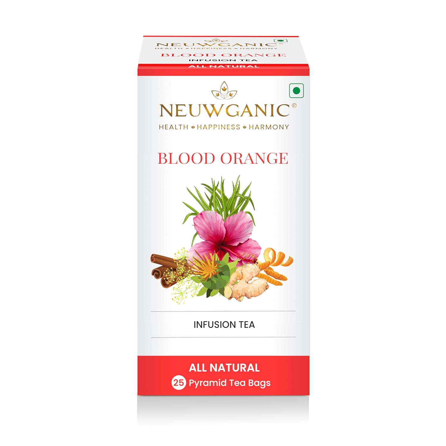 Neuwganic - Blood Orange Infusion Tea Bags - 25 Pyramid Tea Bags