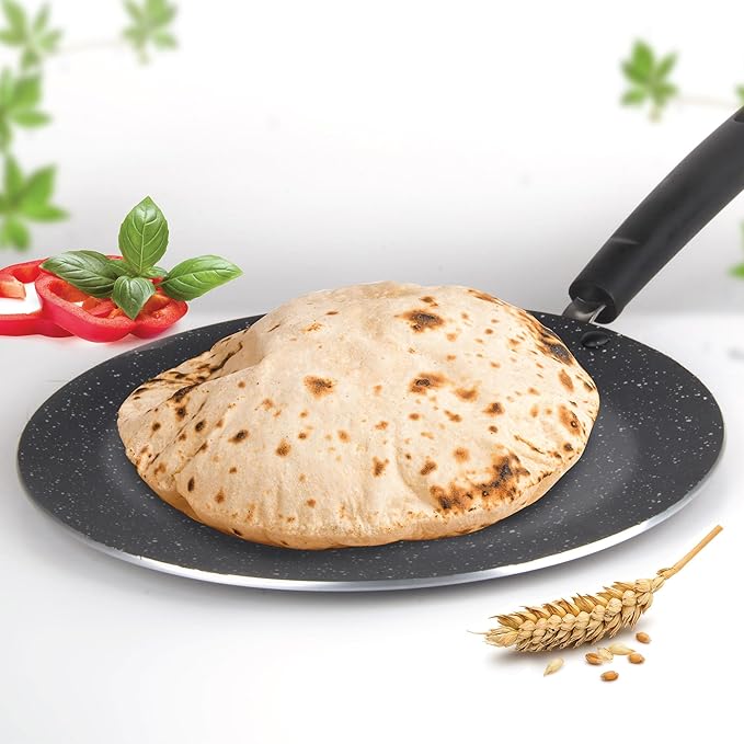 Milton Pro Cook Granito Induction Non-stick Concave Tawa, 28 Cm, Burgundy - 650 gms