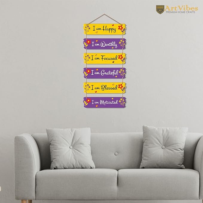 Artvibes Motivational Quotes Decorative Wall Hanging for Living Room | Set of 6