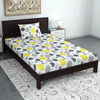 Divine Casa 144 TC 100% Cotton Single Bedsheet with 1 Pillow Cover Geometric Pattern Colour Grey & Yellow
