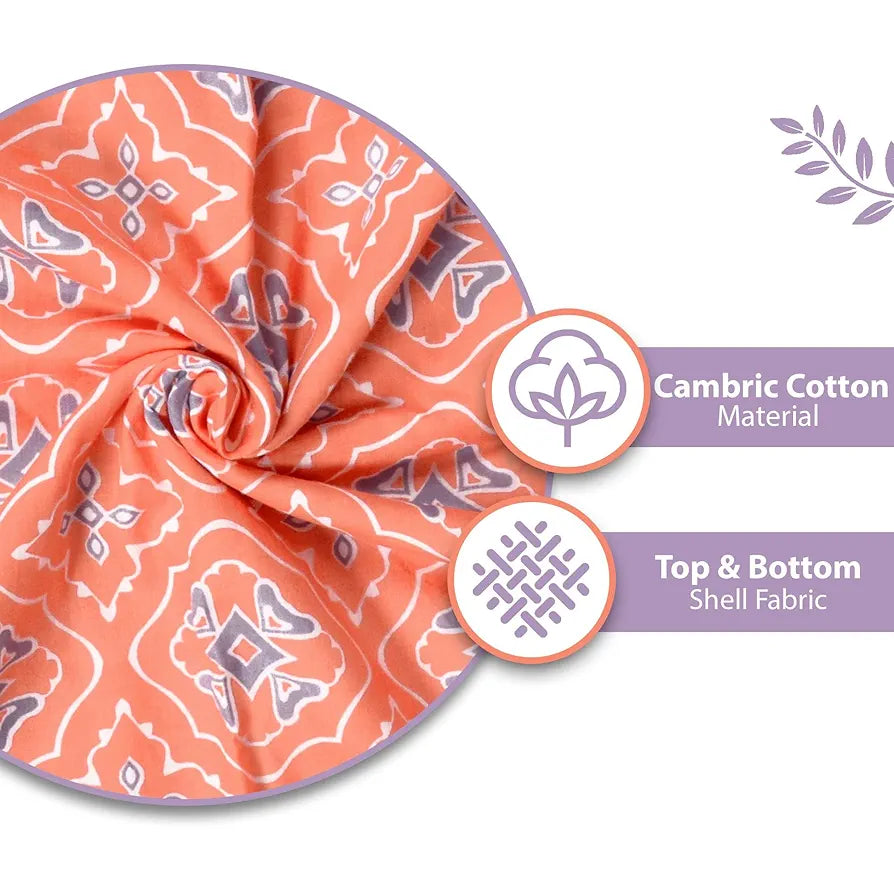 Divine Casa 120 GSM 100% Cambric Cotton Jaipuri Dohar Single Bed Reversible AC Blanket TC - 120 Colour Peach Fuzz