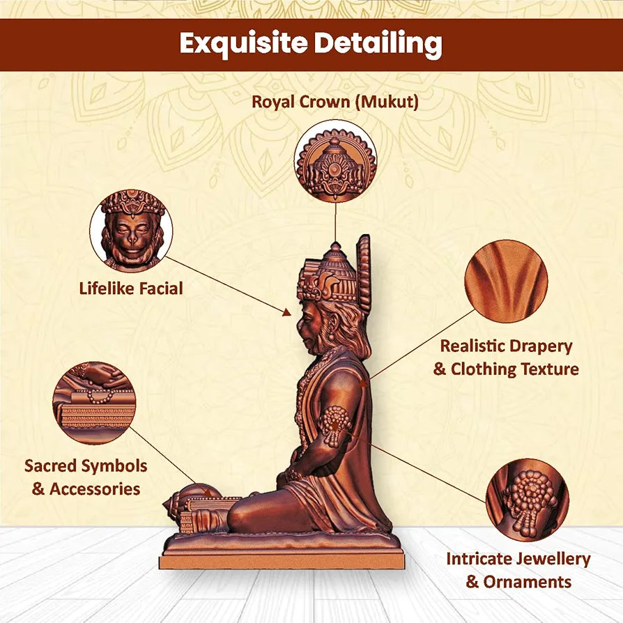 Jd Fresh 4.5 Inch Bajrangbali Statue with Gada - Copper