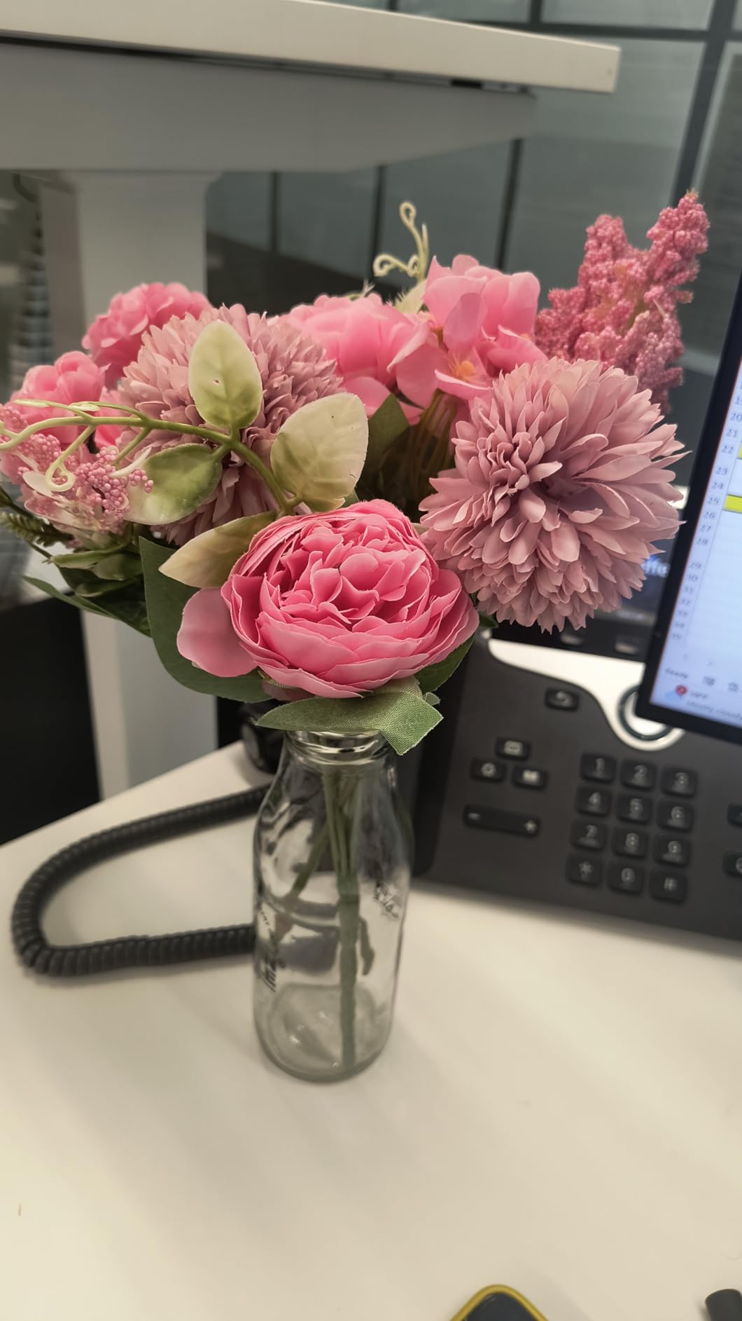 Artificial Multiflora Flower Roses Fake Sticks Bunch Decorative Without Vase Peach Fabric