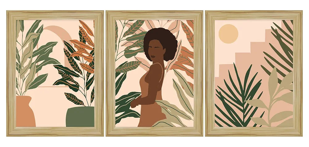 ArtX Paper Boho Women Wall Painting Set of 3