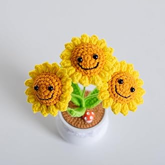 Crochet Flowers Artificial Sunflower Crochet Purple Plant