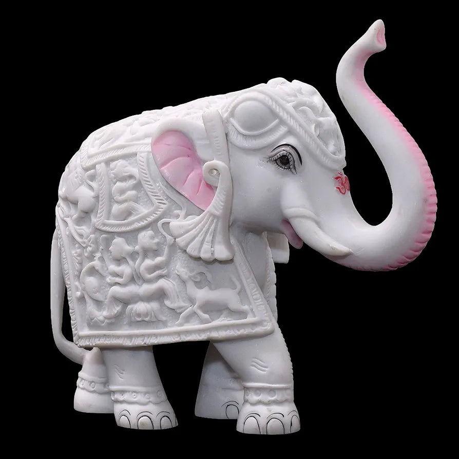 Kraftskala Pack of 2 White Elephant Showpieces Home Decor