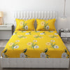 Fresh From Loom King Size Soft Glace Cotton Fitted Floral Bedsheet With Two Pillow Cover Elastic Fitted Bed Sheets Peach Yellow 144 TC