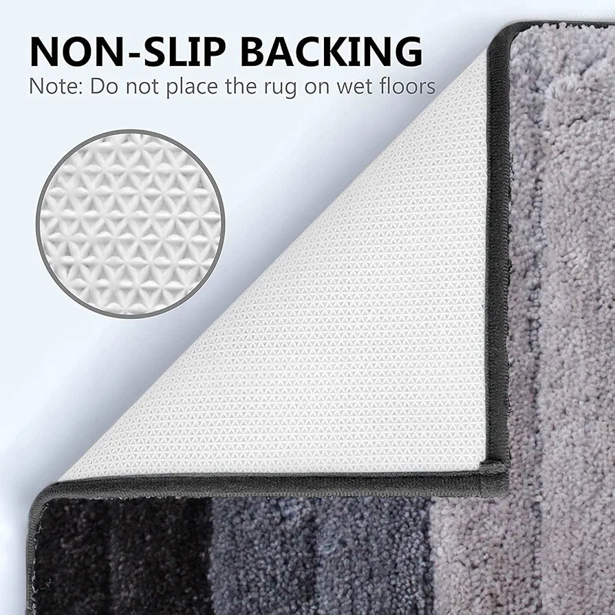 Luxe Home International Microfiber Rectangular Bath mat Soft Anti Slip Skid Luxury Mats 40X60 Cm  Colour Shadow (Pack of 2)
