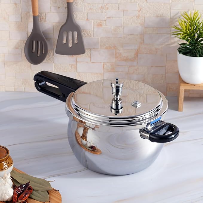 Vinod Splendid Plus Stainless Steel Pressure Cooker Outer Lid 1.5 Litres | SAS Bottom Handi Cooker | Induction and Gas Base