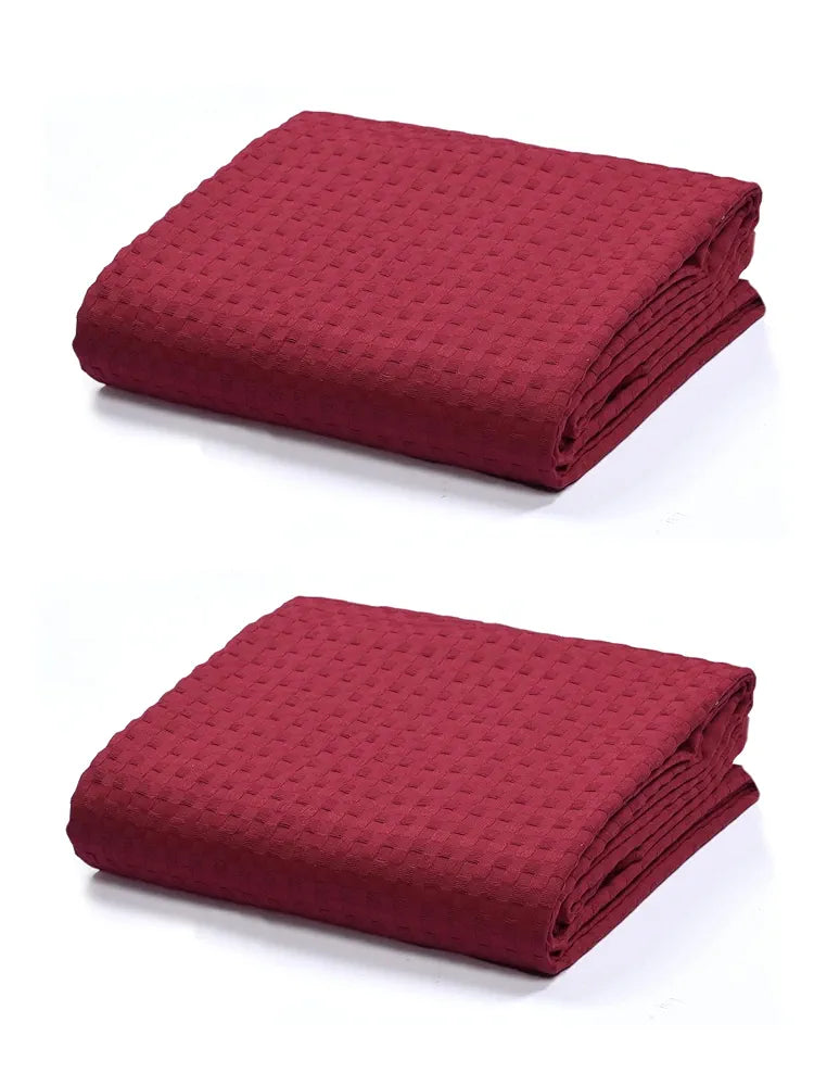 Saral Home Mehroon 100% Cotton Unique Waffle Design Throw/Sofacover Colour Maroon