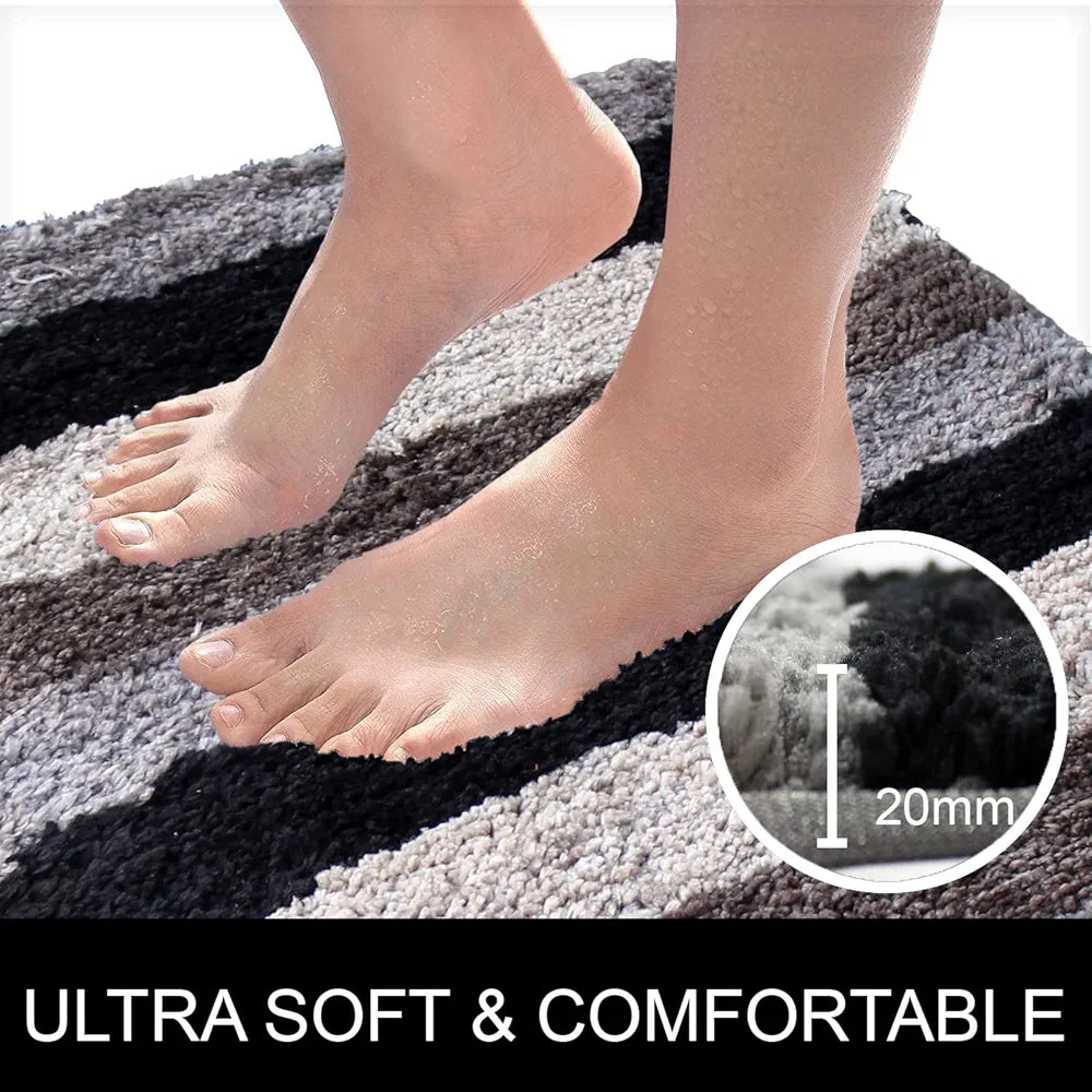 Luxe Home Jericho Doormat 2500 GSM Super Soft Microfiber Anti-Skid Mat Colour Shadow 40x60 cm (Pack of 2)