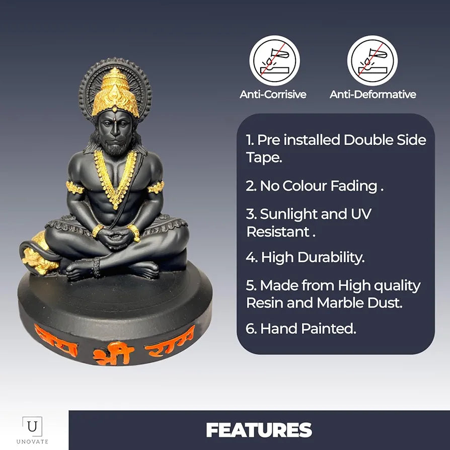 Unovate Hanuman Idol Round Base for Car Dashboard