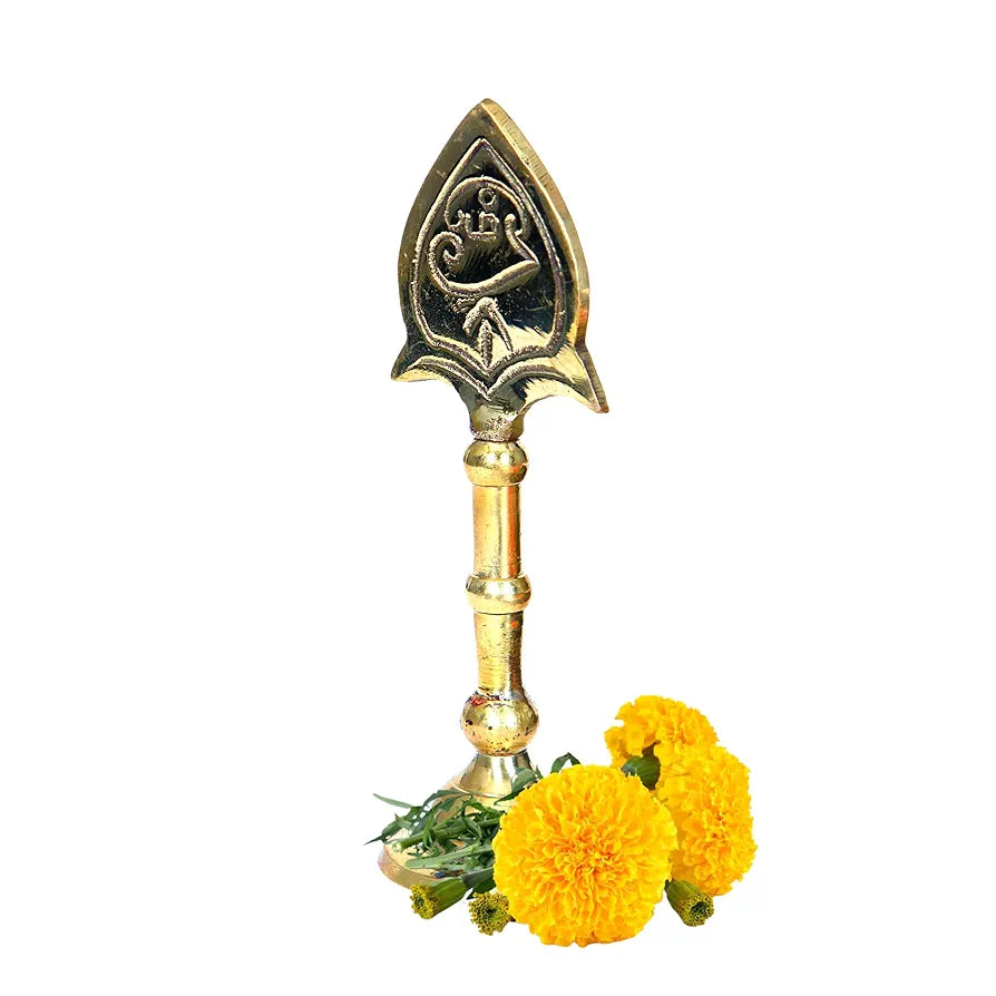 anciently Brass Lord Murugan Vel with Stand | Brass Vel on Stand | Metal Vel with Stand 6 Inches Height, Gold Colour