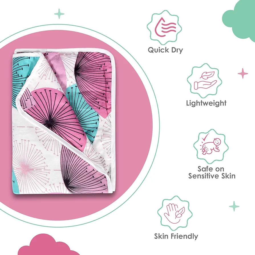 Divine Casa Floret 100% Cotton Single Kids Dohar 120 GSM Soft & Lightweight Throw Blanket Colour Rose Pink