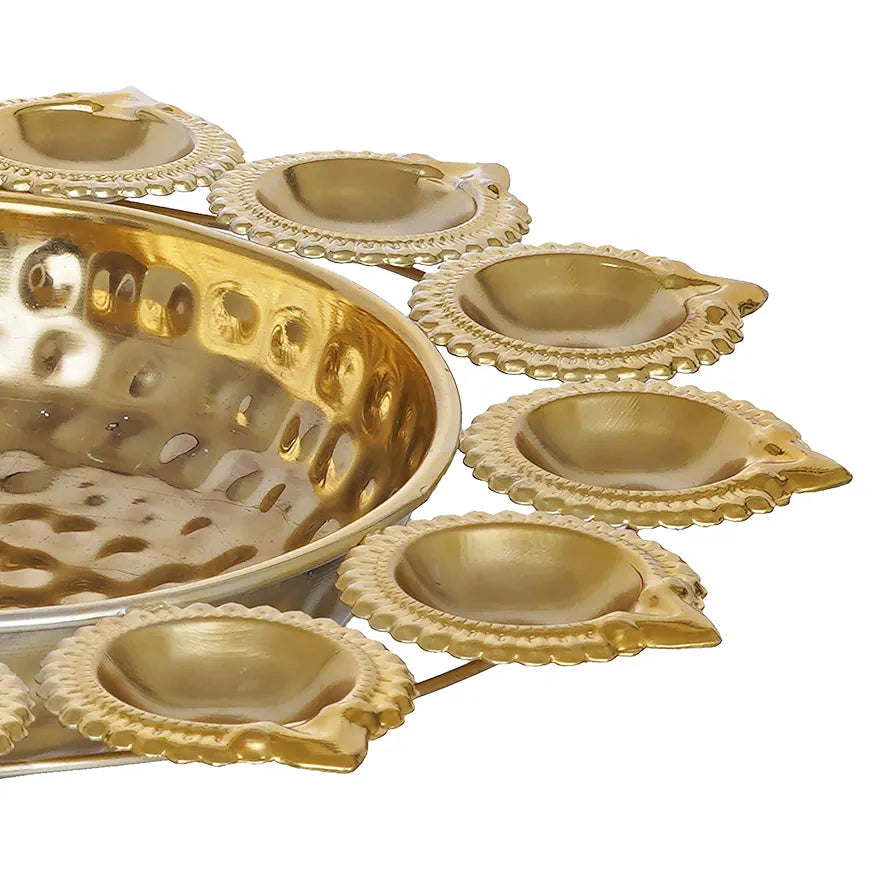 Webelkart Diya Shape Flower Decorative Urli Bowl Gold