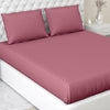 Haus & kinder Cotton Elastic Fitted Bedsheet King Size 2 Pillow Covers | Colour Roseberry