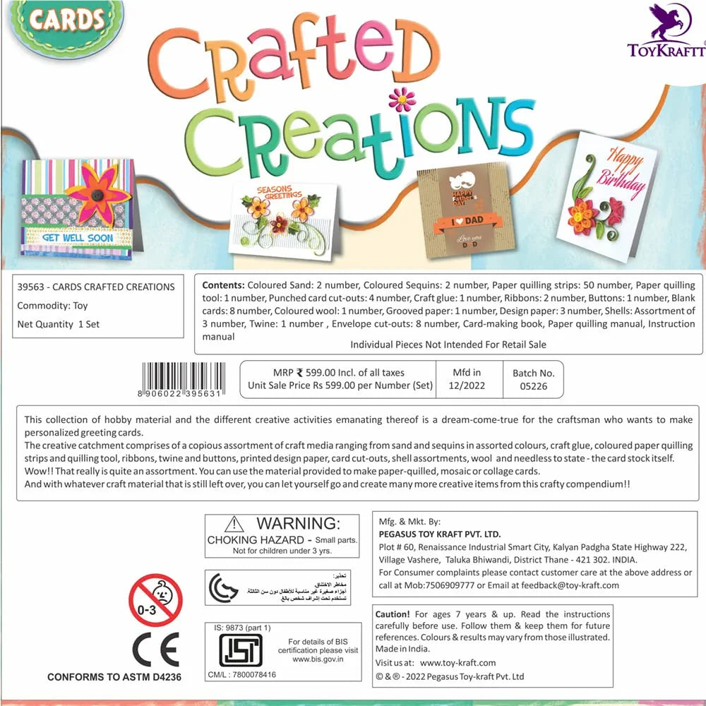 TOYKRAFTT Craft Kit for Kids Cards| Crafted Creations| Card Making Activity Kit| Greeting Cards Decoration Material| Kit Kids Aged 7 Years| Christmas Gift