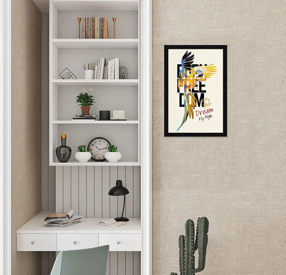 ArtX Paper Born Freedom Motivational Quote Framed Wall Art Painting